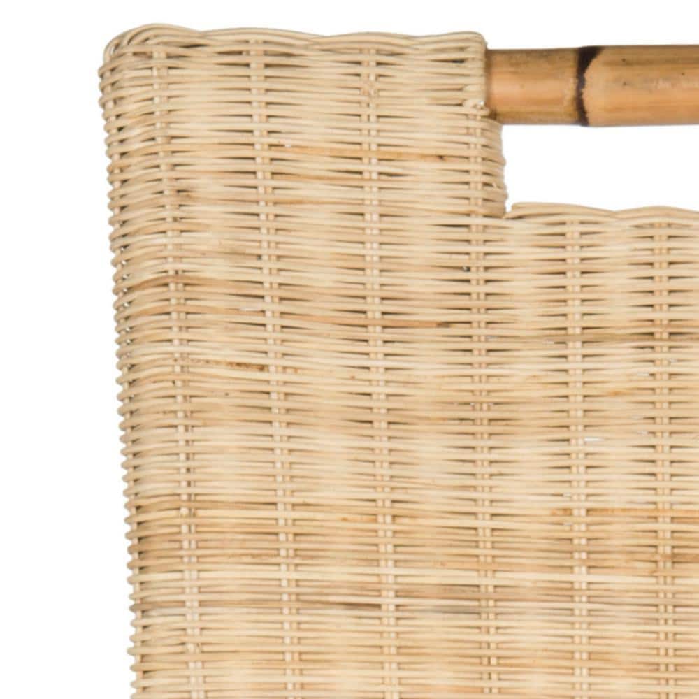 Natural Rattan and Bamboo Boho Bar Stool with Cushion