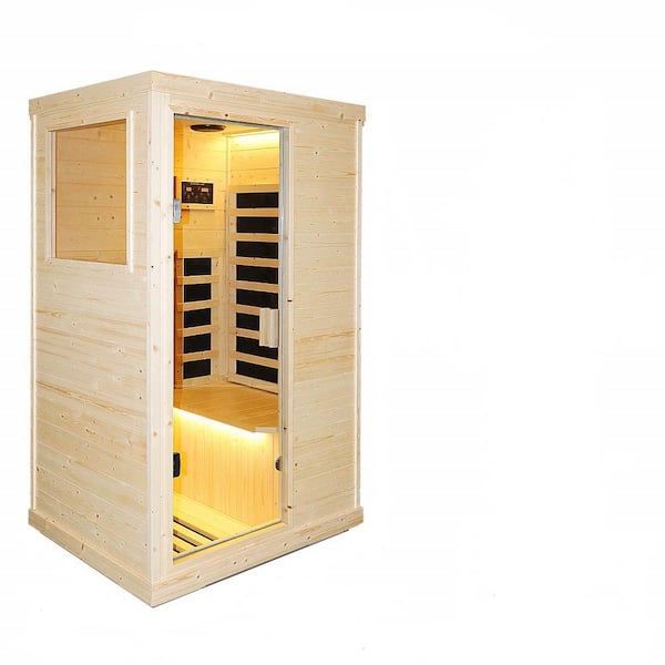 Cesicia 1-Person Sauna with 5 Carbon FAR Infrared Heaters, Bluetooth Music Player with Ambient Light and No Downlight