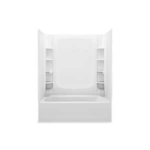 STORE+ 60 in. L x 34 in. W x 34 in. H 4-Piece Alcove Shower Kit with Direct-to-stud Shower Wall and Shower Pan in White