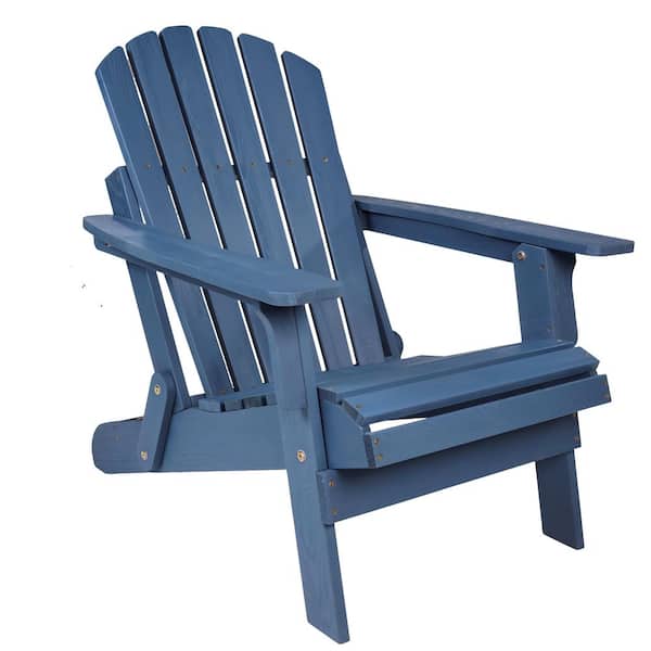ふぅ Tenleaf Blue Oversize Folding Wooden Adirondack Chair with
