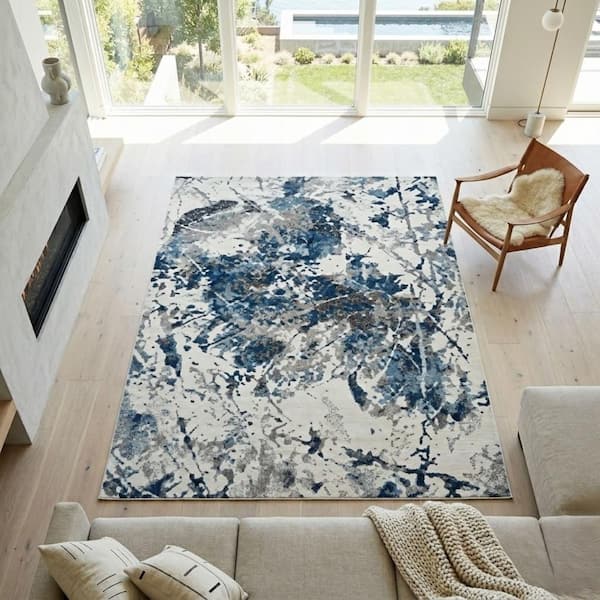 Clifton 8 x 10 Ivory Abstract Pattern Area Rug for High Traffic Living Room Dining Room Bedroom
