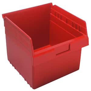Store-Max 8 in. Shelf 4.5 Gal. Storage Tote in Red (8-Pack)