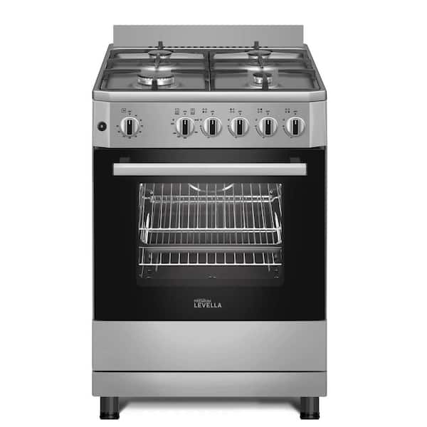 24-in 4 Cast Iron Burners Freestanding Gas Range with 2.7 cu. ft. Oven Capacity (Stainless)
