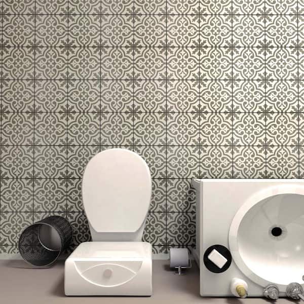 Merola Tile Berkeley Charcoal Brown, Charcoal Ceramic Floor Tiles
