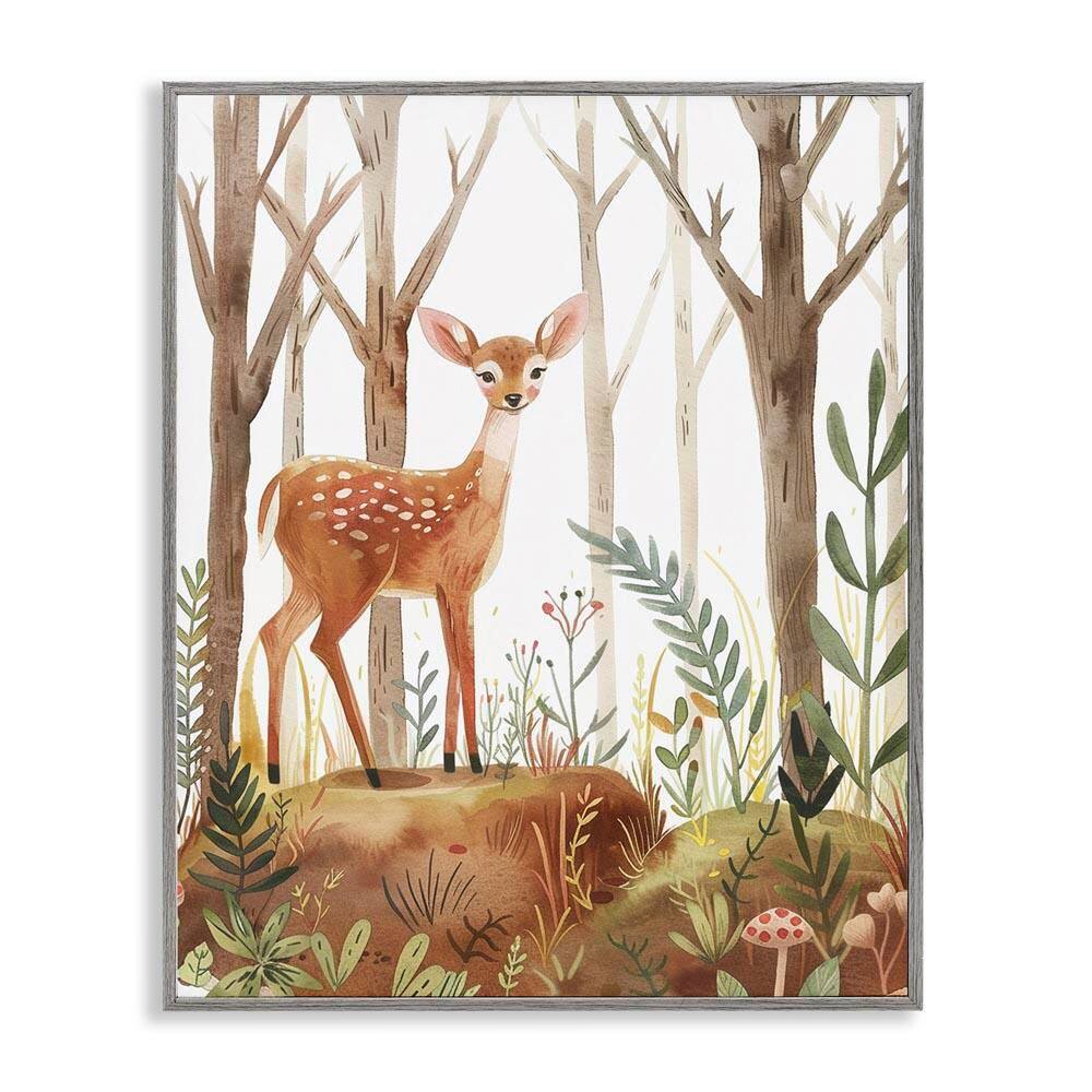Soft Woodland Deer by LSR Design Studio Gray Framed Nature Giclee Art Print 30 in. x 24 in. price history on PriceWatchPro