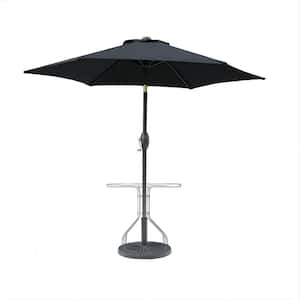 7.5 ft. x 7.5 ft. Patio Umbrella with Crank and Push Button Tilt Patio Umbrella Base in Black