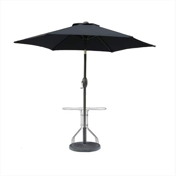 Unbranded 7.5 ft. x 7.5 ft. Patio Umbrella with Crank and Push Button Tilt Patio Umbrella Base in Black