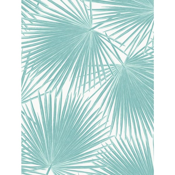 40.5 sq. ft. Tropical Aqua Aruba Palm Vinyl Peel and Stick Wallpaper Roll