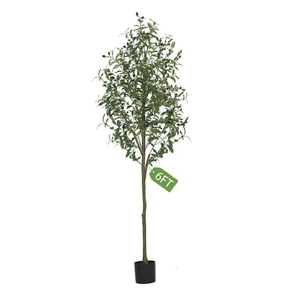 Afoxsos 6 ft. Artificial Olive Tree Indoor Decorative Faux Plant with ...
