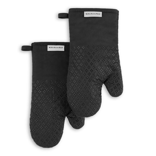 Asteroid Silicone Grip Matte Black 7 in. x 12.5 in. Oven Mitt (2-Pack)