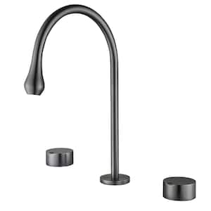 8 in. Widespread Double Handle Bathroom Faucet 3 Hole Brass Bathroom Sink Taps in Gray