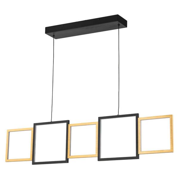 5-light Modern Black Gold Dimmable Rectangle Integrated LED