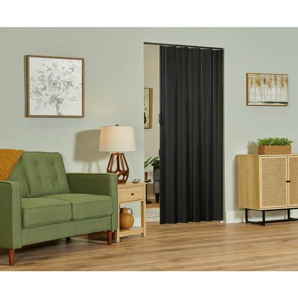 Spectrum Sienna 48 in. x 80 in. Black Vinyl Accordion Door with