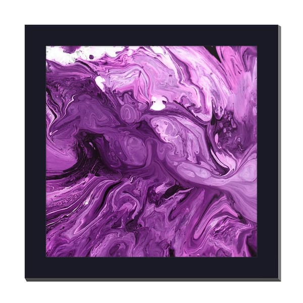 Unbranded Gallery-Grade Deep Purple Explosion Black Framed Acrylic Abstract Statement Wall Art 48 in. x 48 in.