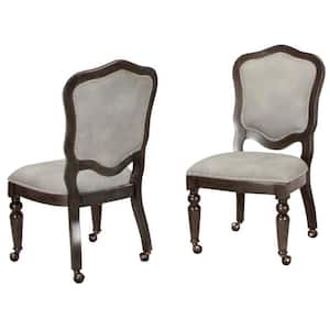 Vegas Light Gray and Dark Gray Nailheads and Casters Side Chair (Set of 2)