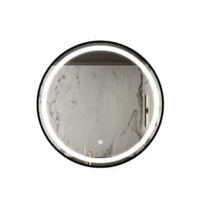 24 in. W x 24 in. H Round Framed Waterproof LED Wall Mount Bathroom Vanity Mirror with Defogging and Memory Function