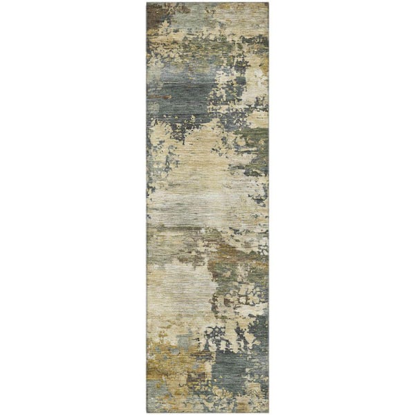 Mayfield Premium Machine Washable Abstract AMF2067 Gray 2 ft. x 7 ft. Runner Rug