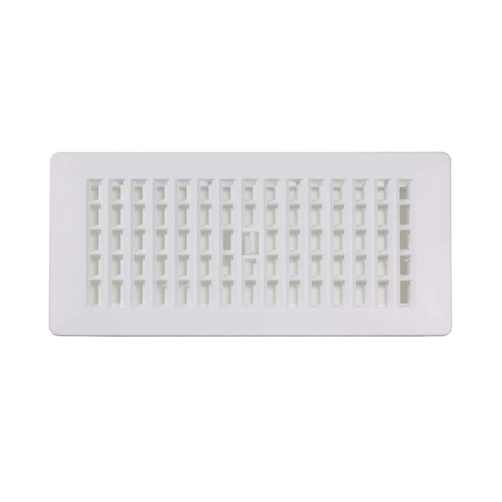 Polished White Plastic Rectangle Floor Register, 4x10 Inches