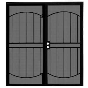 72 in. x 80 in. Arcada Black Surface Mount Outswing Steel Double Security Door with Expanded Metal Screen