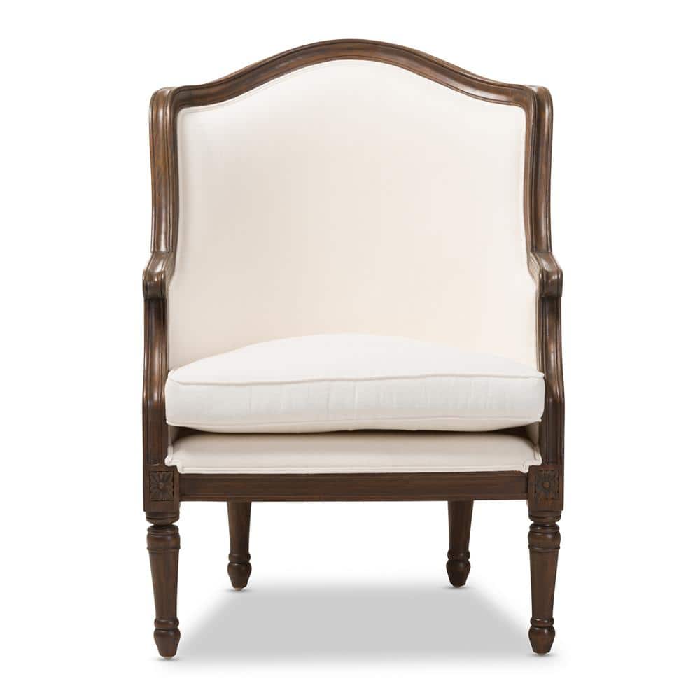 Off-White Cedar Wood French Accent Chair