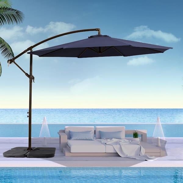 JEAREY 120 in. Innovative Tilt Design Offset Cantilever Umbrella in Navy