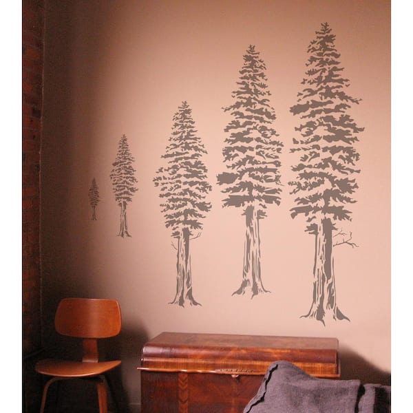 New Tree Stencil, 9Pcs Reusable Tall Fir Pine Tree Stencils For Painting W