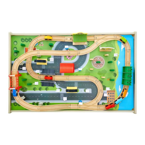 VEVOR Train Table, 84 Multicolor Pieces Wooden Kids Activity Table