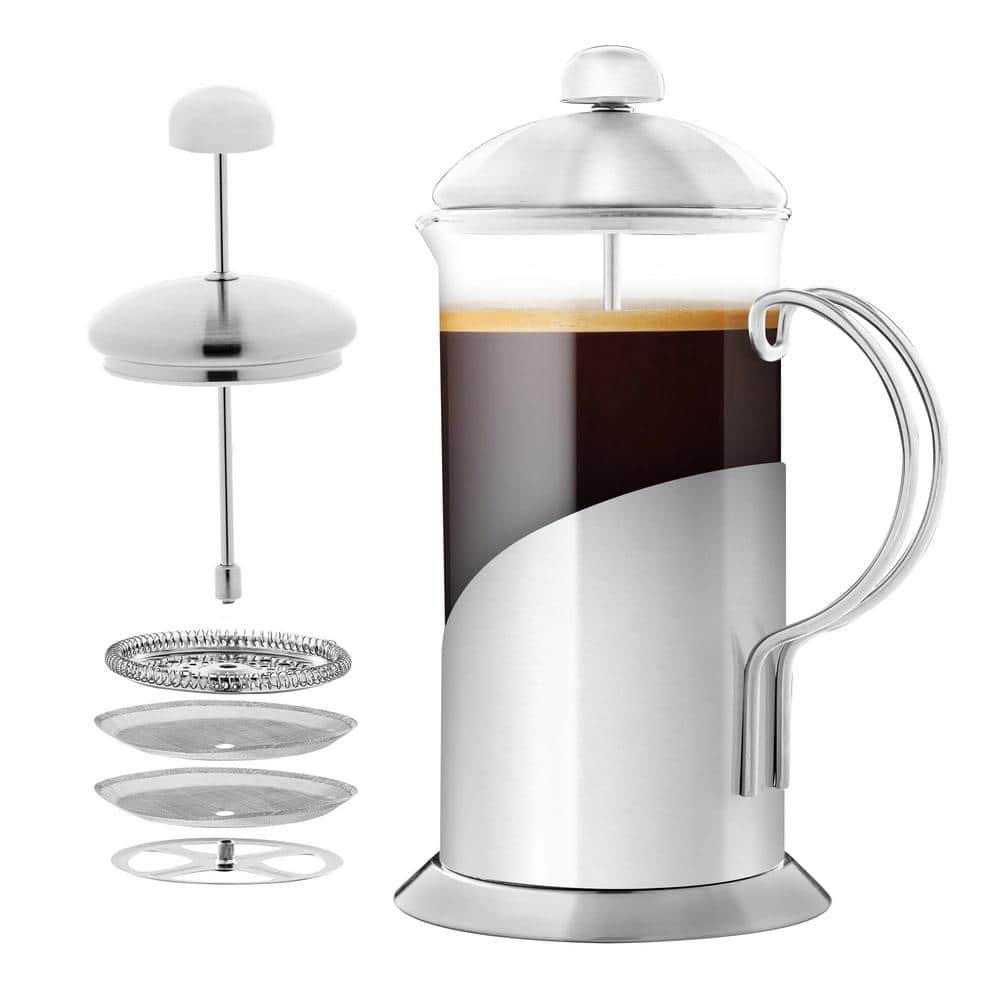 Homitt Cafetiere Coffee Maker 2 Cups/350ml, Small French Press Coffee Maker  - Heat Resistant Stainless Steel Filter Coffee Press (Glass Body & Glass  Handle), 