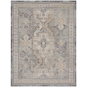 Lynx Ivory Charcoal 9 ft. x 11 ft. All-Over Design Transitional Area Rug
