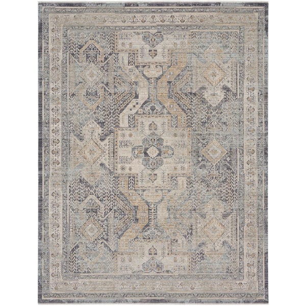 Nourison Lynx Ivory Charcoal 9 ft. x 11 ft. All-Over Design Transitional Area Rug