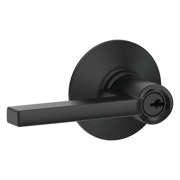 Schlage Latitude Matte Black Keyed Entry Door Handle F51A G LAT