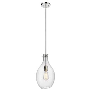 Norwalk 60-Watt 1-Light Polished Nickel Standard Mini Pendant Light with Seeded Glass Shade, No Bulbs Included