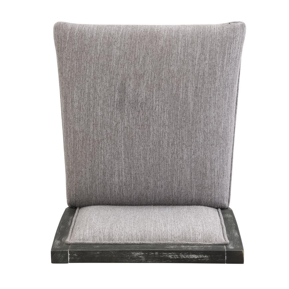 Modern Black and Grey Upholstered Wood Counter Stools, Set of 2