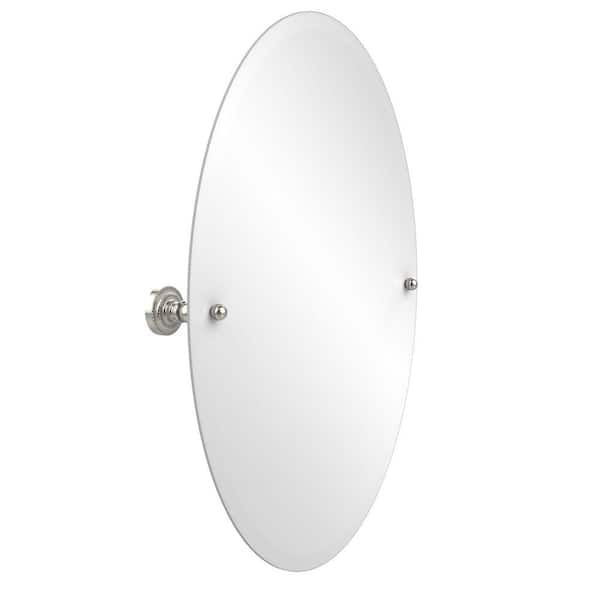 Allied Brass Dottingham Collection 21 in. x 29 in. Frameless Oval Single Tilt Mirror with Beveled Edge in Polished Nickel