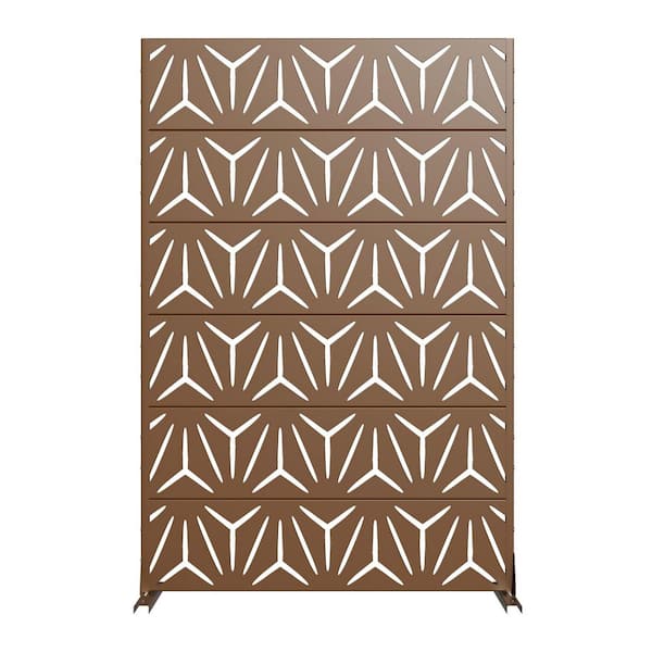 6-Piece 47.24 in. W x 72.05 in. H Rectangle Brown Metal Privacy Screen Outdoor Decorative Art Panel