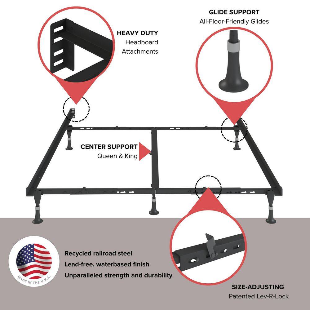 King Size Metal Lev-R-Lock Adjustable Bed Frame with Headboard