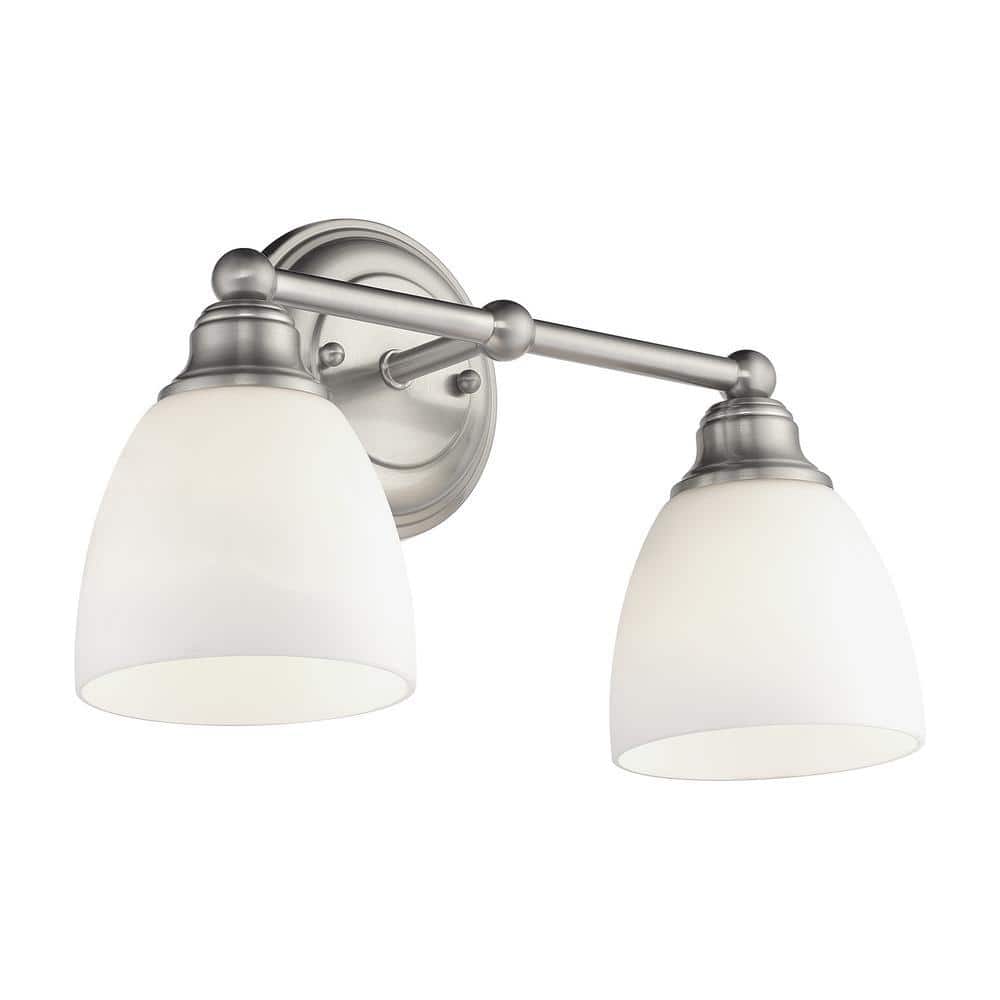 Somerville Brushed Nickel 2-Light Vanity with Satin Opal White Glass