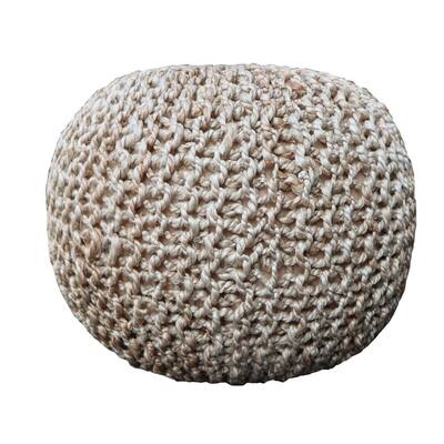 20x20x14-in Knitted Natural Jute Pouf