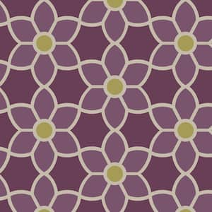 Blossom Purple Geometric Floral Purple Wallpaper Sample