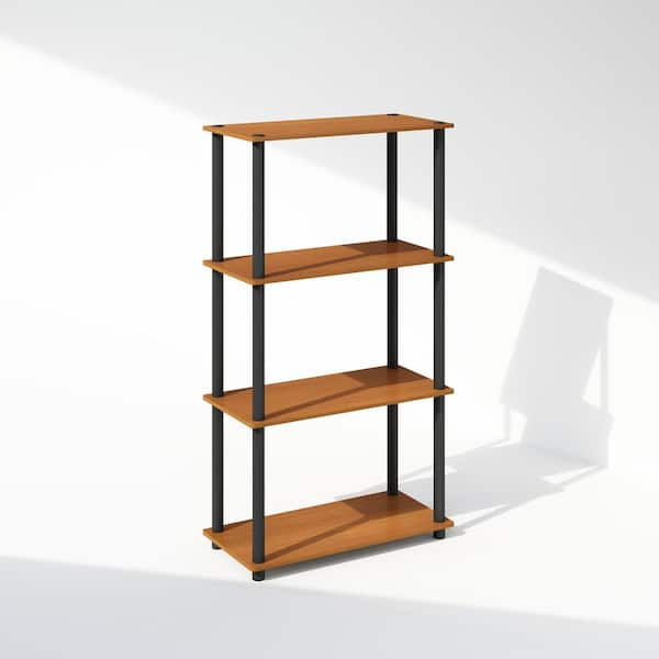 Furinno Turn-N-Tube 43.25 in. Tall Light Cherry/Black Wood 4-Shelf Bookcase