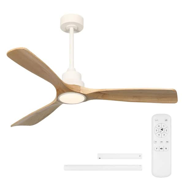 TOZING 52 in. LED Indoor Modern Wood Dimmable Low Profile Downrod Mount Ceiling Fan Light with Remote Control for Living Room