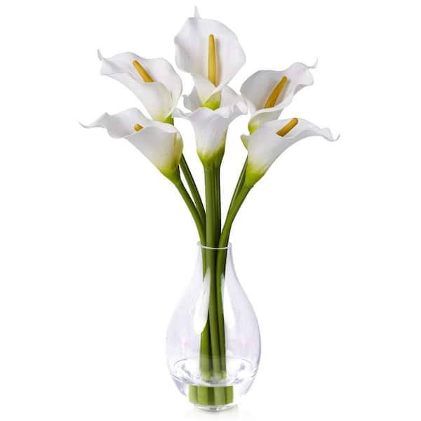 16in White Fake Lily Flowers Artificial Calla Lily Silk Flowers Real Touch for Garden Home Decor