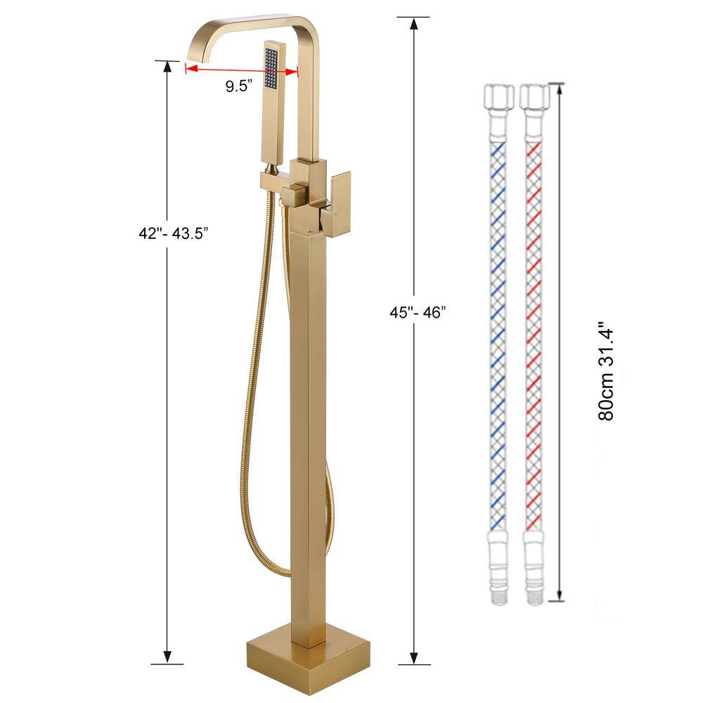 Gold Freestanding Tub Filler with Handheld Shower