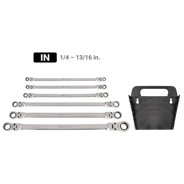 TEKTON WRB96000 Long Flex Head 12-Point Ratcheting Box End Wrench Set With 6 Piece 1 4 13 In 16 In