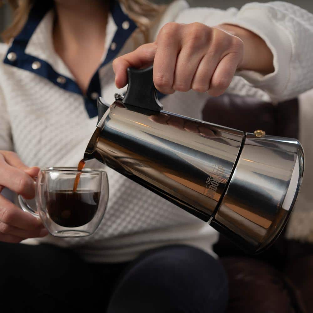 London Sip Stovetop Espresso Maker, Silver, 10-Cup - Thumbnail 2