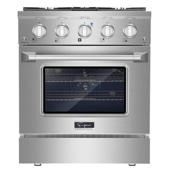 Empava 30 in. 4.2 cu. ft. Single Oven Freestanding Gas Range with 4 Burners in Stainless Steel