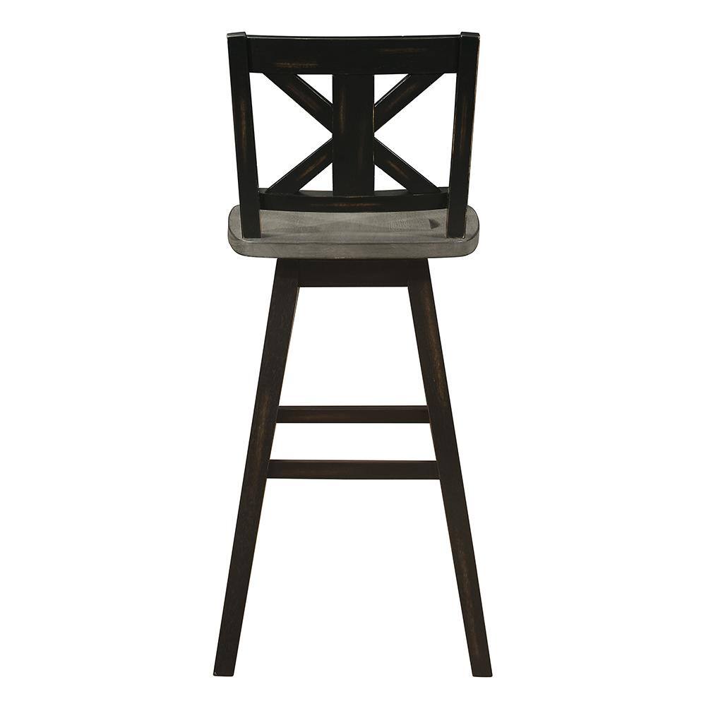 Distressed Gray and Black Wood Swivel Pub Stools Set of 2