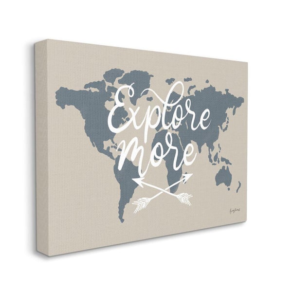 Stupell Industries Explore More Sentiment Crossed Arrows World Map By Becky Thorns Unframed Print Abstract Wall Art 24 in. x 30 in.