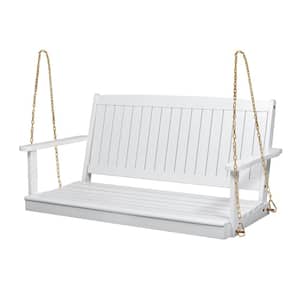 White 2-Person Wood Porch Swing with 8 ft. Chains