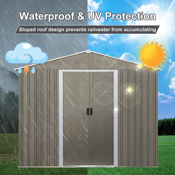 Boosicavelly 6 ft. x 8 ft. Outdoor Metal Storage Shed with Floor Base in Gray (48sq. ft.)
